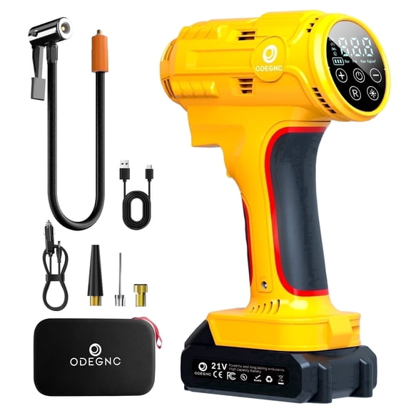 ODEGNC 21V 160PSI Cordless Tire Inflator 10000mAh Air Compressor 12V DC Digital Auto Shutoff LED Light for Car SUV
