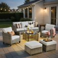 thumbnail image 1 of ODELIO 6 Pieces All-Weather Rattan Wicker Patio Furniture Set, Outdoor Sectional Sofa with Ottomans, Outdoor Conversation Set for Porch, Patio & Backyard, 1 of 7