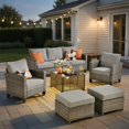 thumbnail image 1 of ODELIO 6 Pieces All-Weather Rattan Wicker Patio Furniture Set, Outdoor Sectional Sofa with Ottomans, Outdoor Conversation Set for Porch, Patio & Backyard, 1 of 7
