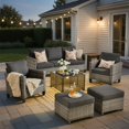thumbnail image 1 of ODELIO 6 Pieces All-Weather Rattan Wicker Patio Furniture Set, Outdoor Sectional Sofa with Ottomans, Outdoor Conversation Set for Porch, Patio & Backyard, 1 of 7