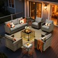 thumbnail image 1 of ODELIO 8-Piece Wicker Patio Furniture Set, PE Rattan Outdoor Conversation Set with Swivel Rocking Chairs & LED Lighted Coffee Table, Patio Seating for Backyard, Porch & Deck, Dark Gray, 1 of 8