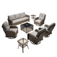 thumbnail image 1 of ODELIO 8-Piece Wicker Patio Furniture Set, PE Rattan Outdoor Conversation Set with Swivel Rocking Chairs & Solar LED Coffee Table, Patio Sectional Seating for Backyard, Dark Gray, 1 of 9