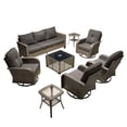 thumbnail image 1 of ODELIO 8-Piece Wicker Patio Furniture Set, PE Rattan Outdoor Conversation Set with Swivel Rocking Chairs & Solar LED Coffee Table, Patio Sectional Seating for Backyard, Black, 1 of 9