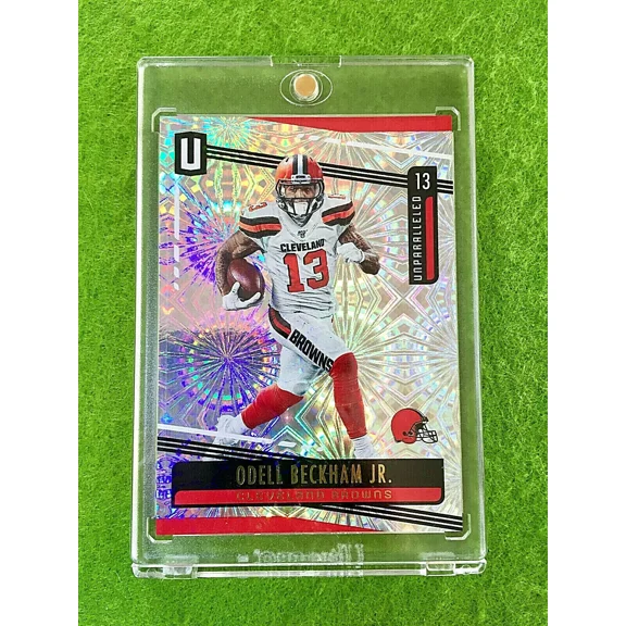 ODELL BECKHAM JR FIREWORKS PRIZM CARD SSP #/5 BROWNS SP 2019 Unparalleled RAVENS