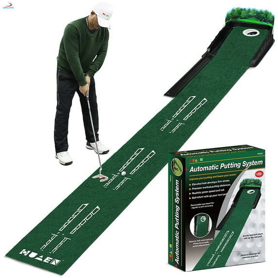 ODGMUUG  Green Mat 30cm*259cm Golf Training Putting Mat with Auto Ball Return for Indoor/Outdoor Auto Putting System Putting