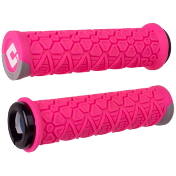 ODI Vanquish Grips - Pink/Gray, Lock-On