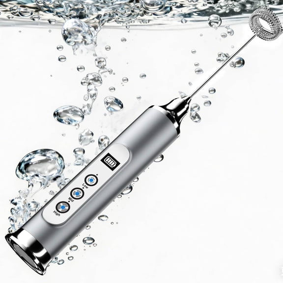 ODIFORGO IPX6 Rechargeable Milk Frother, 3 Speeds, 3 Whisks, Handheld Coffee Frother,Silver