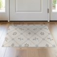 thumbnail image 1 of ODIKA 2'x3' Beige Blue Diamond Lattice Botanical Washable Throw Rug Geometric Grid Framework with Delicate Leaf Sprigs for Hallway, Study Room, Non-Slip Low Profile, Flatwoven, 1 of 7