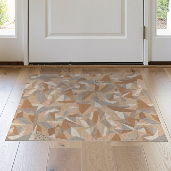 ODIKA 2'x3' Beige Clay Geometric Design Washable Doormat Dynamic Abstract Pattern with Modern Flair for Entryway, Kitchen, Laundry Room, Non-Slip, Low Pile