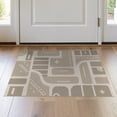 thumbnail image 1 of ODIKA 2'x3' Beige Mushroom Natural Geometric Abstract Washable Accent Rug Contemporary Grid Pattern With Curved Lines Pet Friendly, Bedside Mat for Bedroom, Nursery, RV, 1 of 7