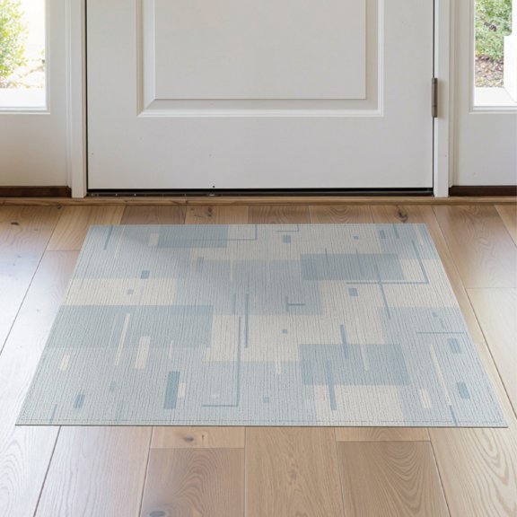ODIKA 2'x3' Blue Abstract Geometric Crosshatch Washable Accent Rug Contemporary Modern Minimalist Intersecting Lines for Bedroom, Nursery, RV, Pet Friendly, Bedside Mat