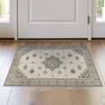 thumbnail image 1 of ODIKA 2'x3' Blue Beige Geometric Floral Design Washable Accent Rug Intricate Spa Motif with Borders Pet Friendly, Bedside Mat for Bedroom, Nursery, RV, 1 of 7