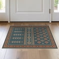 thumbnail image 1 of ODIKA 2'x3' Blue Ocean Floral Geometric Design Washable Throw Rug Intricate Motif with Elegant Borders for Hallway, Study Room, Non-Slip Low Profile, Flatwoven, 1 of 7