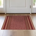 thumbnail image 1 of ODIKA 2'x3' Brick Red Check Geometric Striped Washable Accent Rug Horizontal Banded Layout With Rounded Motifs Square Checkerboard Pet Friendly, Bedside Mat for Bedroom, Nursery, RV, 1 of 7