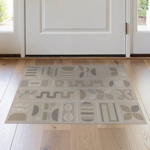ODIKA 2'x3' Brown Geometric Abstract Design Washable Accent Rug Modern Granite Taupe Pattern Pet Friendly, Bedside Mat for Bedroom, Nursery, RV