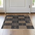 thumbnail image 1 of ODIKA 2'x3' Brown Geometric Checkered Design Washable Throw Rug Modern Pattern with Natural Accents Non-Slip, Low Profile, Flatwoven, Easy Care for Hallway, Study Room, 1 of 7