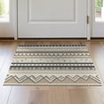 thumbnail image 1 of ODIKA 2'x3' Brown Geometric Pattern Design Washable Accent Rug Modern Stripes with Abstract Shapes Pet Friendly, Bedside Mat for Bedroom, Nursery, RV, 1 of 7