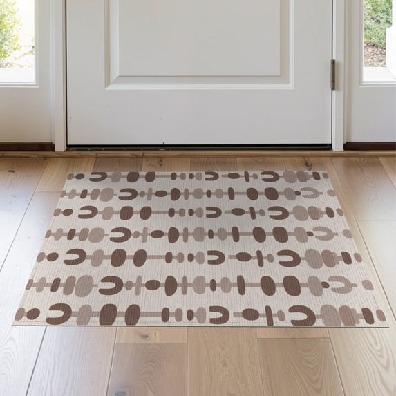 ODIKA 2'x3' Brown Taupe Modern Bohemian Geometric Washable Throw Rug Contemporary Abstract Vertical Stripes Mid Century Non-Slip, Low Profile, Flatwoven, Easy Care for Hallway, Study Room