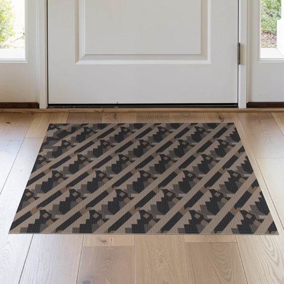 ODIKA 2'x3' Earthy Taupe Geometric Delight Washable Doormat Intricate Diagonal Patterns for Modern Spaces Non-Slip, Low Pile for Entryway, Kitchen, Laundry Room