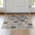 thumbnail image 1 of ODIKA 2'x3' Gray Geometric Art Design Washable Accent Rug Modern Abstract Shapes with Retro Flair Pet Friendly, Bedside Mat for Bedroom, Nursery, RV, 1 of 7