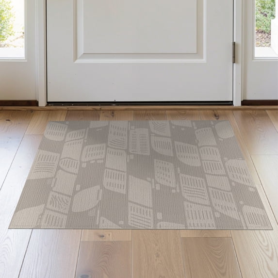 ODIKA 2'x3' Gray Taupe Contemporary Abstract Geometric Washable Throw Rug Modern Minimalist Irregular Shapes with Non-Slip, Low Profile, Flatwoven, Easy Care for Hallway, Study Room