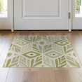 thumbnail image 1 of ODIKA 2'x3' Green Moss Geometric Design Washable Doormat Intricate Hand-Hooked Modern Patterns Non-Slip, Low Pile for Entryway, Kitchen, Laundry Room, 1 of 7