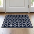 thumbnail image 1 of ODIKA 2'x3' Navy Blue Geometric Trellis Diamond Motif Washable Accent Rug Intricate Quatrefoil Lattice Framework With Ornate Star Cross Pet Friendly, Bedside Mat for Bedroom, Nursery, RV, 1 of 7