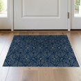 thumbnail image 1 of ODIKA 2'x3' Navy Geometric Parquet Contemporary Design Washable Throw Rug Intricate Hand Drawn Textured Motifs With Radiating Star Medallions for Hallway, Study Room, Non-Slip Low Profile, Flatwoven, 1 of 7