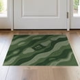 thumbnail image 1 of ODIKA 2'x3' Olive Green Topographic Golf Course Tee Washable Accent Rug Abstract Contour Line With Botanical Leaf Motif Contemporary Wavy for Bedroom, Nursery, RV, Pet Friendly, Bedside Mat, 1 of 7