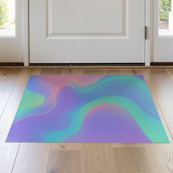 ODIKA 2'x3' Pastel Rainbow Waves of Serenity Design Washable Throw Rug Seamless Flow and Gradient for Modern Decor Non-Slip, Low Profile, Flatwoven, Easy Care for Hallway, Study Room