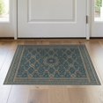 thumbnail image 1 of ODIKA 2'x3' Teal Blue Ornate Medallion Style Tufted Washable Throw Rug Intricate Floral Scrollwork Design With Geometric Border And Central for Hallway, Study Room, Non-Slip Low Profile, Flatwoven, 1 of 7