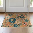 thumbnail image 1 of ODIKA 2'x3' Teal Blue Retro Floral Delight Washable Accent Rug Charming 70s Inspired Garden Pattern Design for Bedroom, Nursery, RV, Pet Friendly, Bedside Mat, 1 of 7