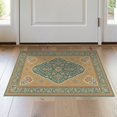 thumbnail image 1 of ODIKA 2'x3' Teal Sage Copper Medallion Ornate Washable Throw Rug Intricate Ornamental Motif With Decorative Scrollwork Flourishes Non-Slip, Low Profile, Flatwoven, Easy Care for Hallway, Study Room, 1 of 7