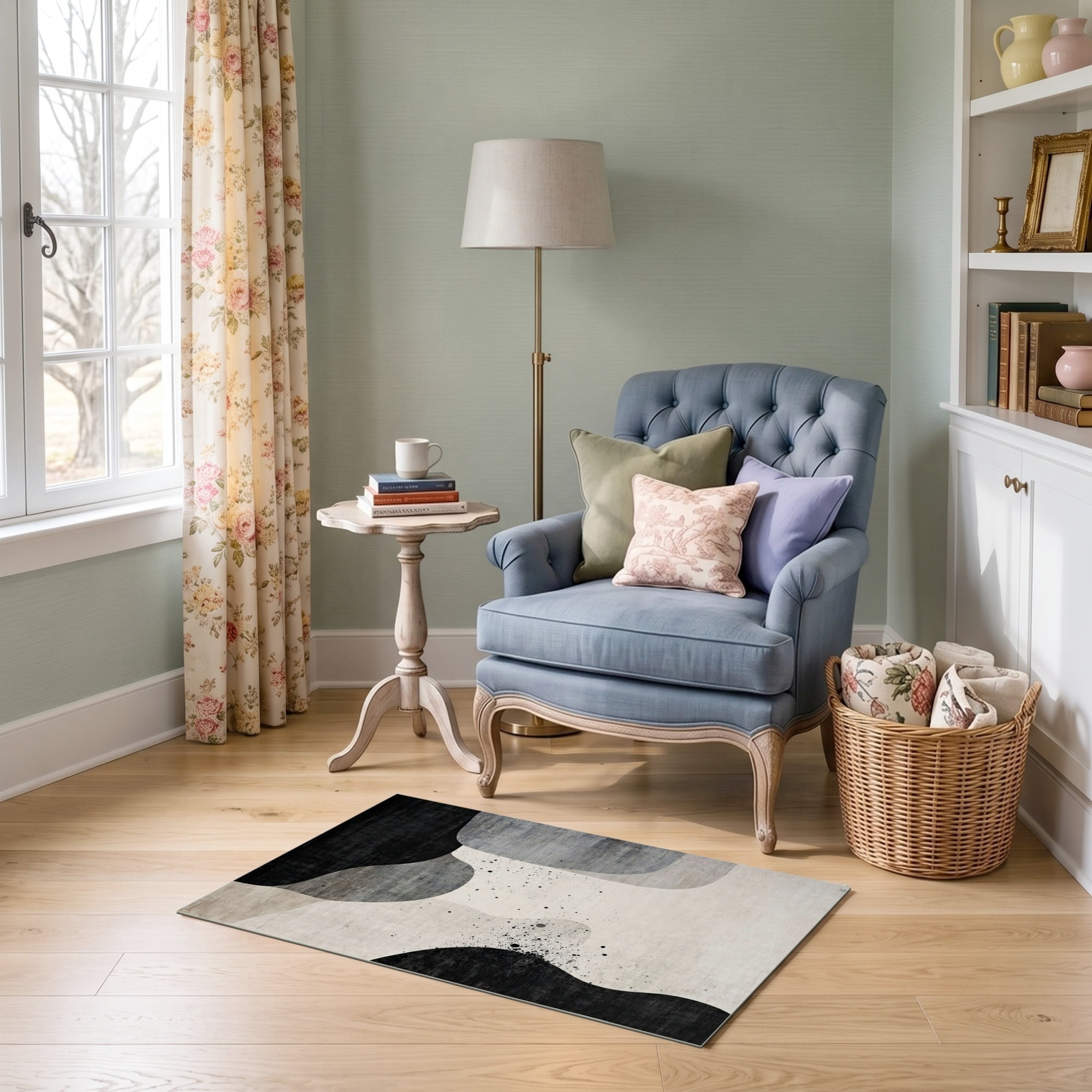 Abstract Rug Minimalistic ODIKA 2'x3' Ultra-Soft Accent Mat, Abstract Minimalist Ink Splatter Art ...