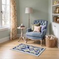 Geometric Border Rug Design ODIKA 2'x3' Ultra-Soft Accent Mat, Blue Cream Elegance with Symmetrical ...