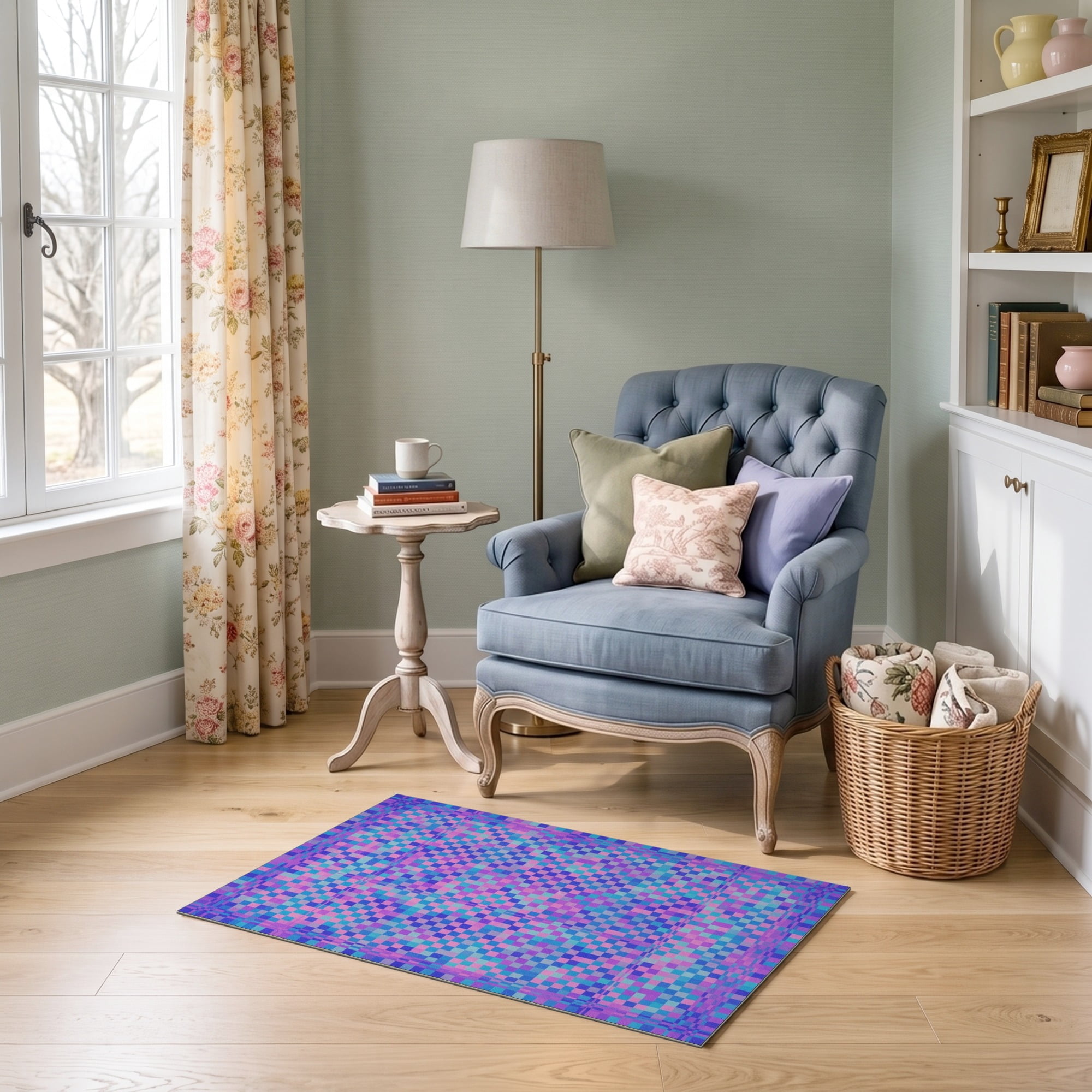 Colorful Patterned Rug ODIKA 2'x3' Ultra-Soft Accent Mat, Colorful Grid Design Featuring ...