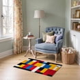thumbnail image 1 of ODIKA 2'x3' Ultra-Soft Accent Mat, Composition Abstract Geometric Modernist Primary Block Yellow None Washable, Bare feet friendly, Easy Care Indoor rug for Bedside, Footrest, 1 of 7