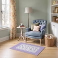 thumbnail image 1 of ODIKA 2'x3' Ultra-Soft Accent Mat, Delicate Lavender Blossom Scattered Botanical Round With Border None Washable, Bare feet friendly, Easy Care Indoor rug for Bedside, Footrest, 1 of 7