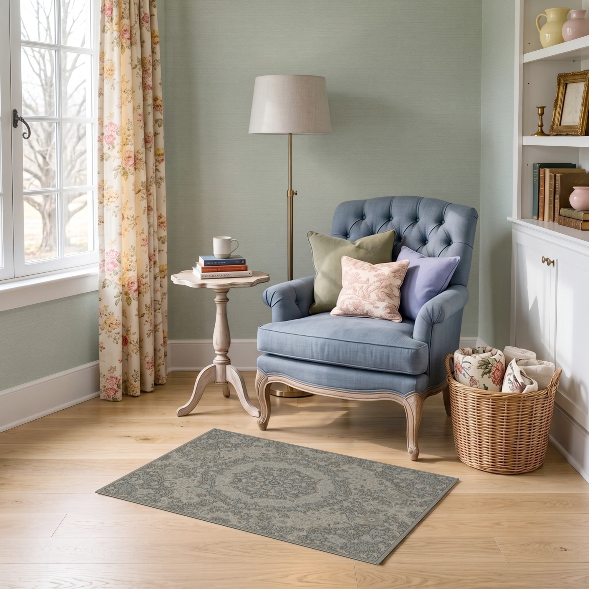 Entry Room Rugs ODIKA 2'x3' Ultra-Soft Accent Mat, Entry Ornamental Grey Motif ...