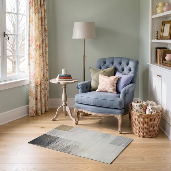 ODIKA 2'x3' Ultra-Soft Accent Mat, Extra Tonal Abstract Distressed Vintage Inspired Plush Large None Washable, Bare feet friendly, Easy Care Indoor rug for Bedside, Footrest