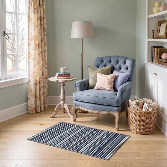 ODIKA 2'x3' Ultra-Soft Accent Mat, Geometric Stripes Repeating Lines Mirrored Layout Modern Accent None Washable, Bare feet friendly, Easy Care Indoor rug for Bedside, Footrest