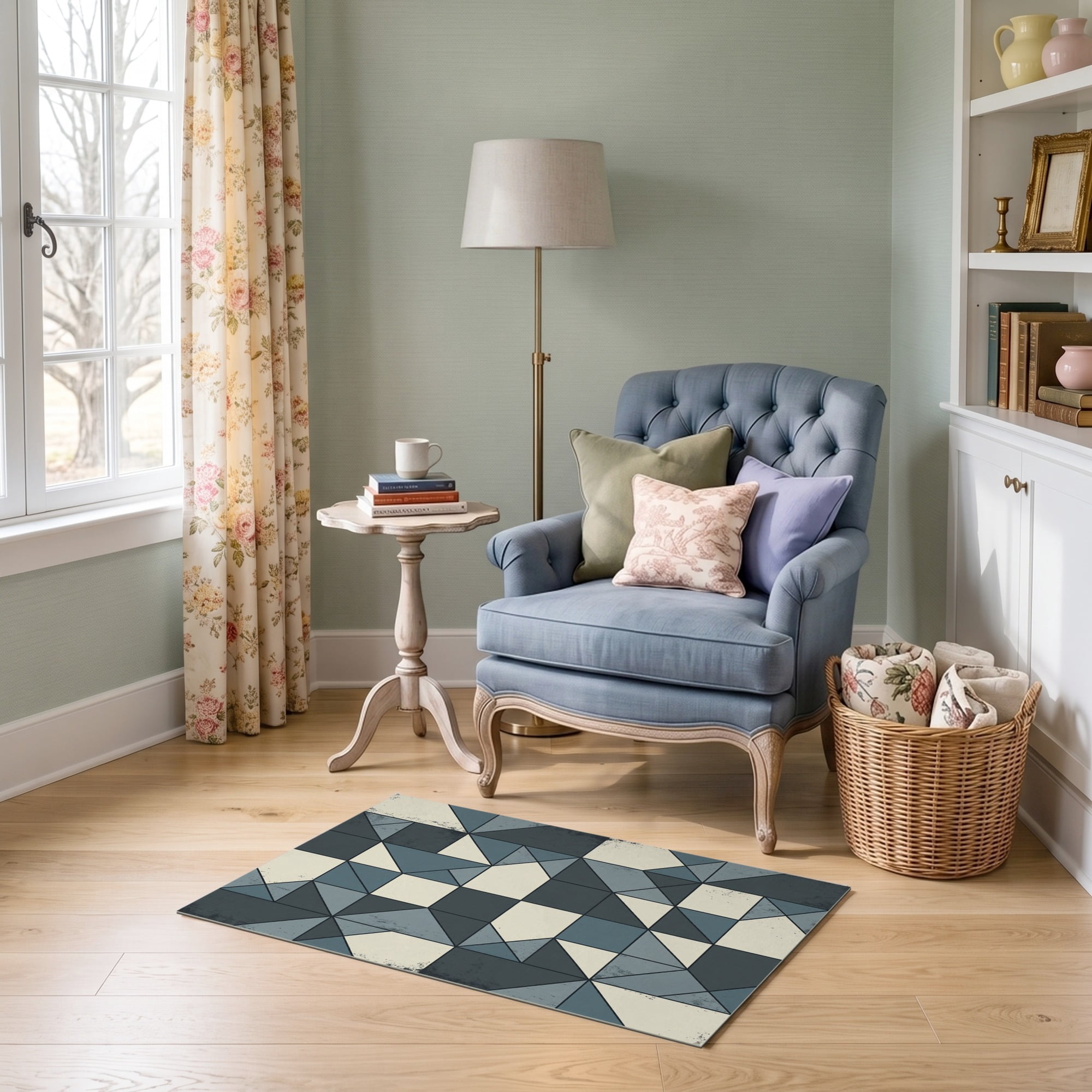 Colorful Interlocking ODIKA 2'x3' Ultra-Soft Accent Mat, Interlocking Shapes With Minimalist ...