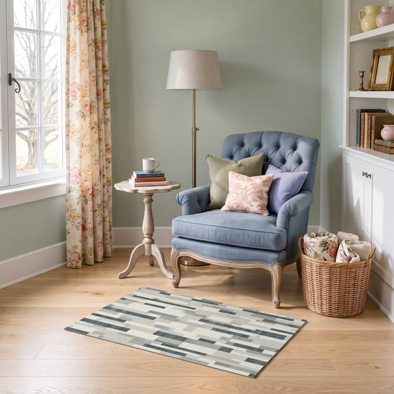 ODIKA 2'x3' Ultra-Soft Accent Mat, Large Abstract Bound Mosaic Contemporary Minimalist None Washable, Bare feet friendly, Easy Care Indoor rug for Bedside, Footrest