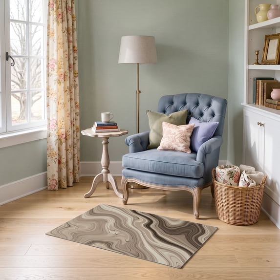 ODIKA 2'x3' Ultra-Soft Accent Mat, Large Sophisticated Para Marbled Balanced Composition Alfombras None Washable, Bare feet friendly, Easy Care Indoor rug for Bedside, Footrest