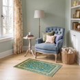 thumbnail image 1 of ODIKA 2'x3' Ultra-Soft Accent Mat, Mid Geometric Century Interlocking Shapes Abstract Hallway Teal None Washable, Bare feet friendly, Easy Care Indoor rug for Bedside, Footrest, 1 of 7