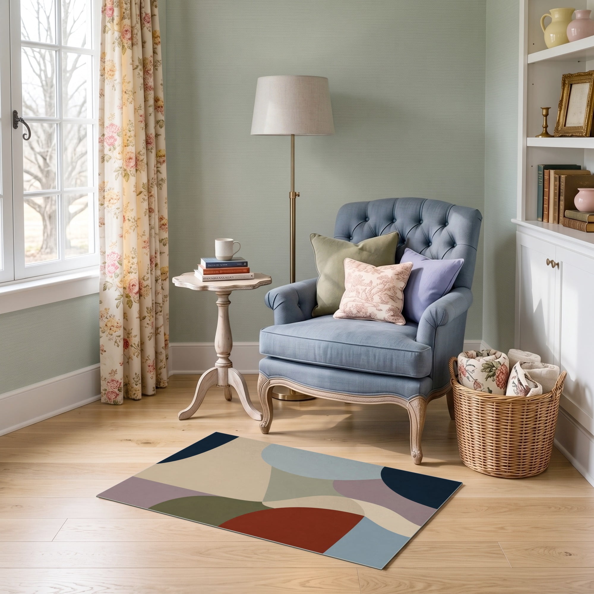 ODIKA 2'x3' Ultra-Soft Accent Mat, Muted Multicolor Abstract Geometric ...