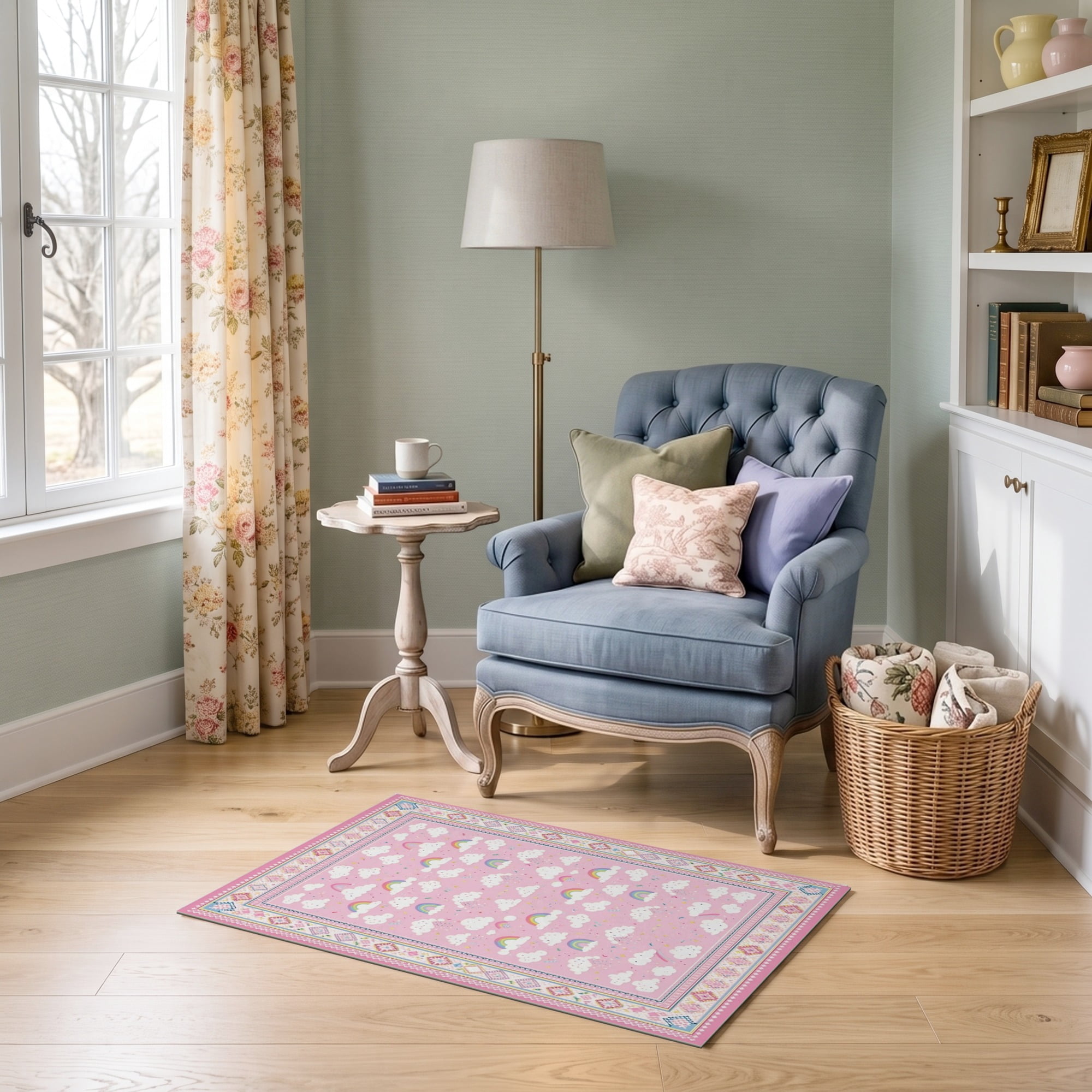 ODIKA 2'x3' Ultra-Soft Accent Mat, Pink Preppy Cute Border Scattered ...