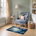 thumbnail image 1 of ODIKA 2'x3' Ultra-Soft Accent Mat, Round Abstract Navy Boho Ocean Brushed Hydrangea Border Extra None Washable, Bare feet friendly, Easy Care Indoor rug for Bedside, Footrest, 1 of 7