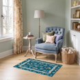 thumbnail image 1 of ODIKA 2'x3' Ultra-Soft Accent Mat, Wave Beachy Border Entry Themed Teal Bathroom Nautical Turtle Ocean Playful None Washable, Bare feet friendly, Easy Care Indoor rug for Bedside, Footrest, 1 of 7