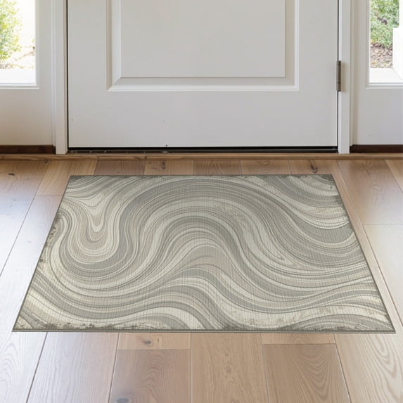 ODIKA 2'x3' Washable Accent Rug Abstract Way Transitional Smoky Cream Tones Layout Lightweight for Bedroom, Nursery, RV, Pet Friendly, Bedside Mat